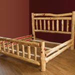 Rustic Red Cedar Log Bed with Double Top Headboard Rail
