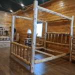 Red Cedar Rustic Log Canopy Bed