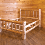 White Cedar Rustic Log Bed Frame with Double Side Rail