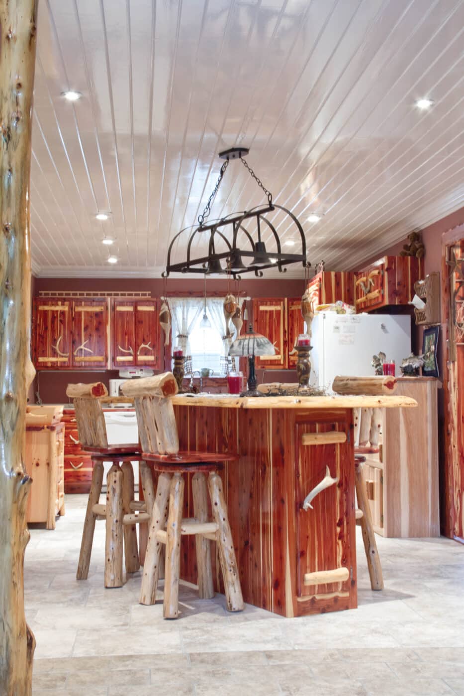 rustic kitchens red cedar cabinet wood